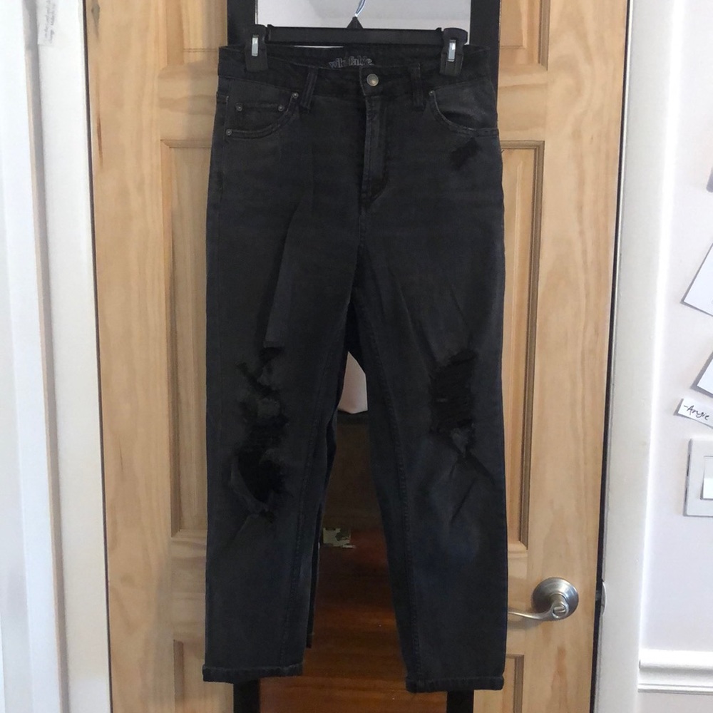 Distressed black jeans